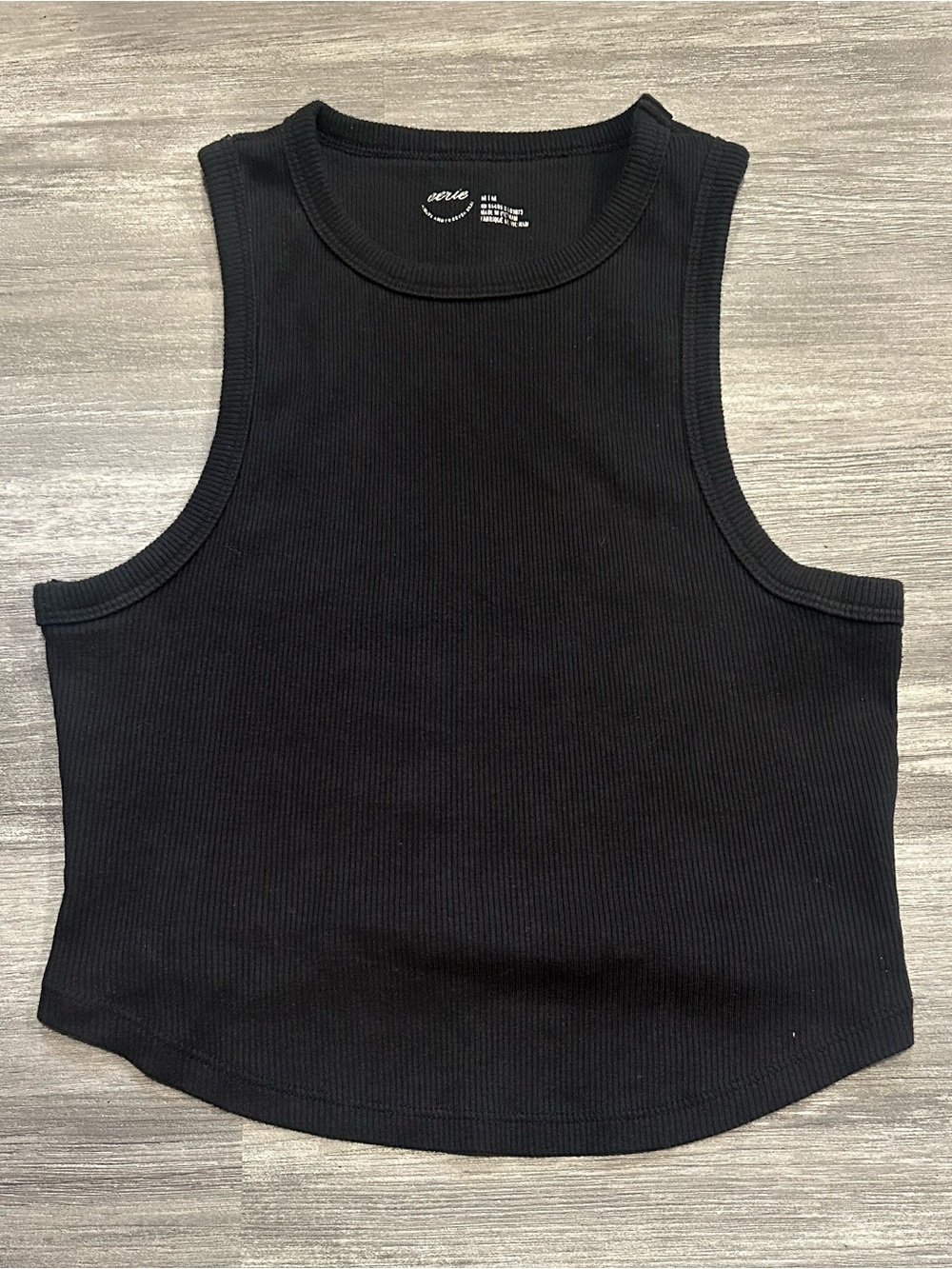 Aerie Black Ribbed Cropped Tank Top Medium